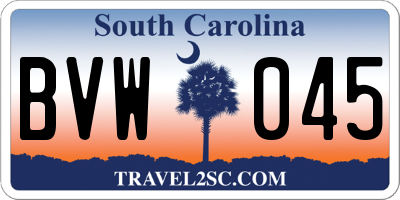 SC license plate BVW045