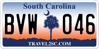 SC license plate BVW046