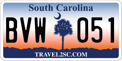 SC license plate BVW051