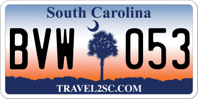 SC license plate BVW053
