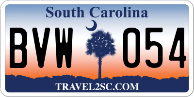 SC license plate BVW054
