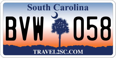 SC license plate BVW058