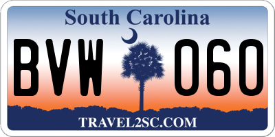 SC license plate BVW060