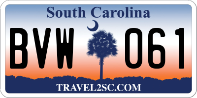 SC license plate BVW061