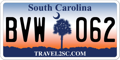 SC license plate BVW062