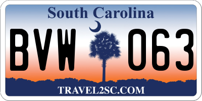 SC license plate BVW063