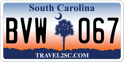 SC license plate BVW067