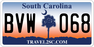 SC license plate BVW068