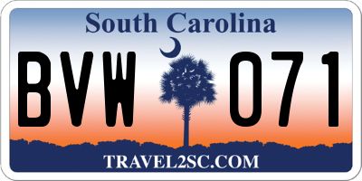 SC license plate BVW071