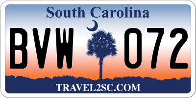 SC license plate BVW072
