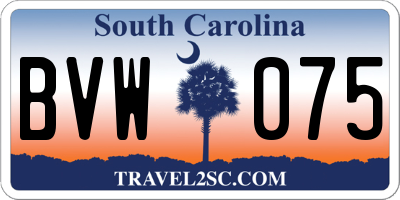SC license plate BVW075