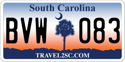 SC license plate BVW083