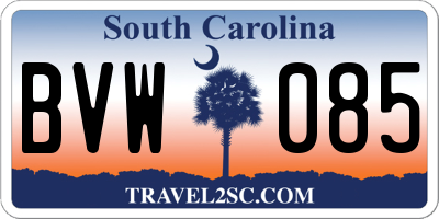 SC license plate BVW085