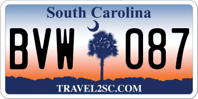 SC license plate BVW087