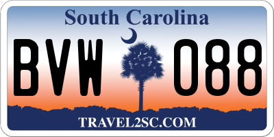SC license plate BVW088