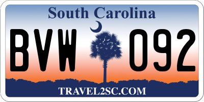 SC license plate BVW092