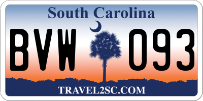 SC license plate BVW093