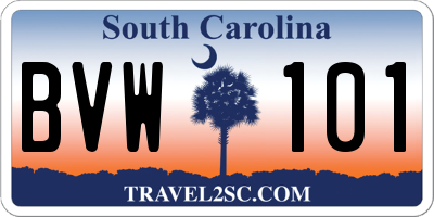 SC license plate BVW101