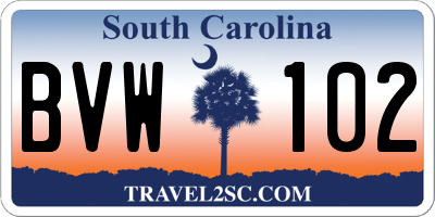 SC license plate BVW102
