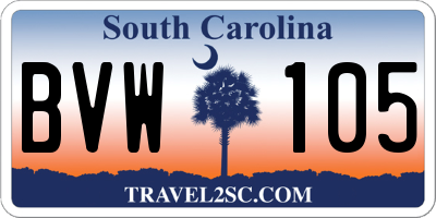 SC license plate BVW105