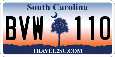 SC license plate BVW110