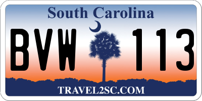 SC license plate BVW113