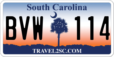 SC license plate BVW114