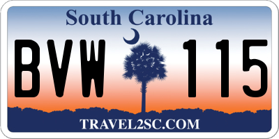 SC license plate BVW115