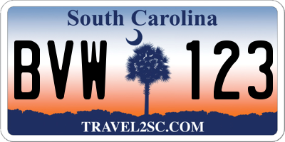 SC license plate BVW123