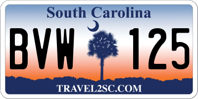 SC license plate BVW125