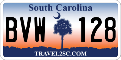 SC license plate BVW128