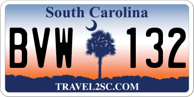 SC license plate BVW132