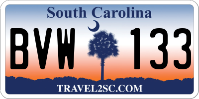 SC license plate BVW133