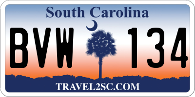 SC license plate BVW134