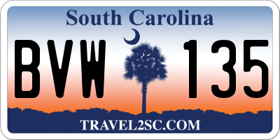 SC license plate BVW135