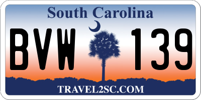 SC license plate BVW139