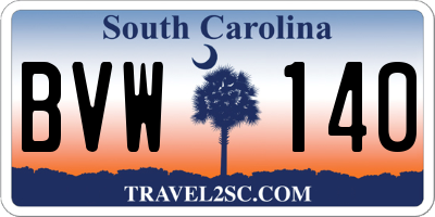 SC license plate BVW140