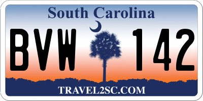 SC license plate BVW142