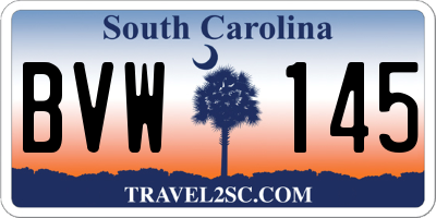 SC license plate BVW145