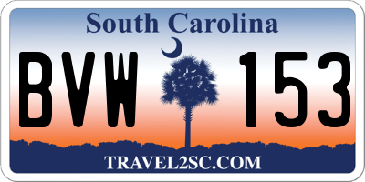SC license plate BVW153