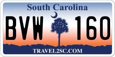 SC license plate BVW160
