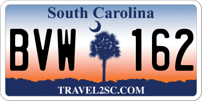 SC license plate BVW162