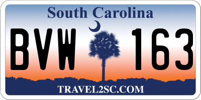 SC license plate BVW163