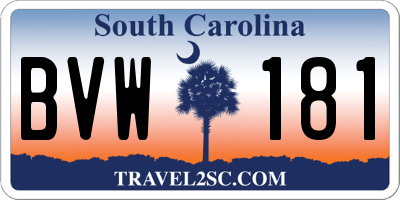 SC license plate BVW181