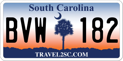 SC license plate BVW182