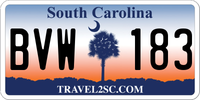 SC license plate BVW183