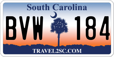 SC license plate BVW184