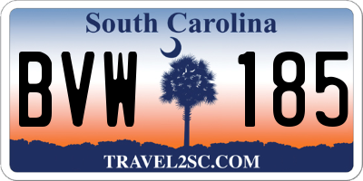SC license plate BVW185