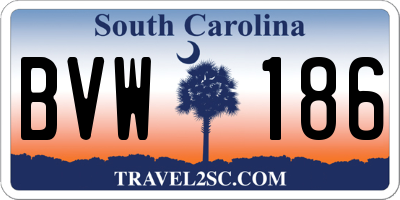 SC license plate BVW186