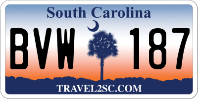 SC license plate BVW187